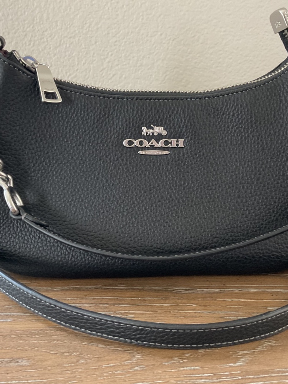 Coach Teri Shoulder Bag - Pebbled Leather/Silver/Black - Picture 2 of 10